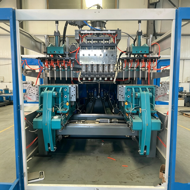 80mm screw fully automatic servo hydraulic blow molding machine, 2 stations, 6 cavities, used to produce small bottles or small hollow plastic products