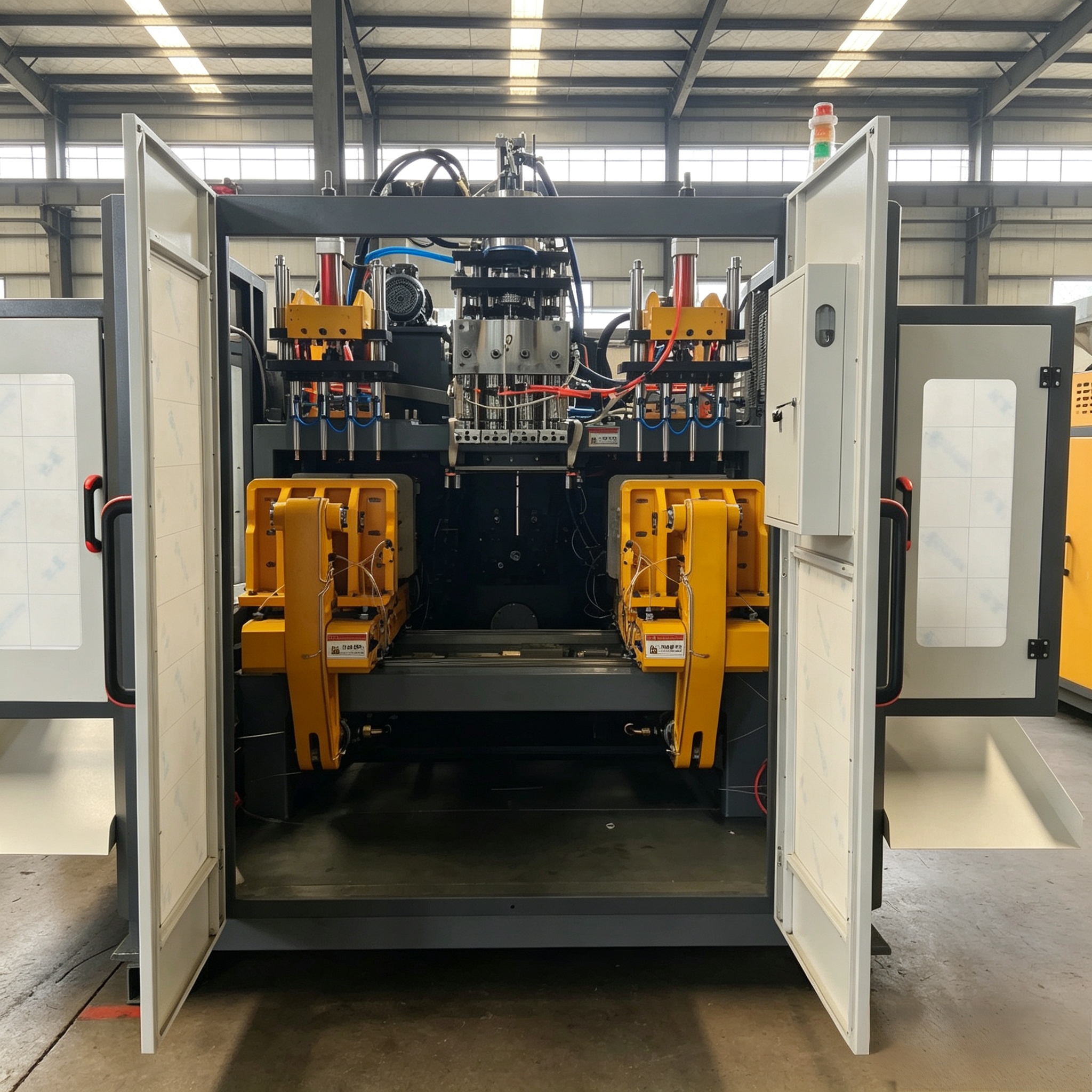 80mm Screw Fully Automatic Servo-Hydraulic Blow Molding Machine 2 Stations, 4 Cavities,Max Capacity1L Plastic Bottles