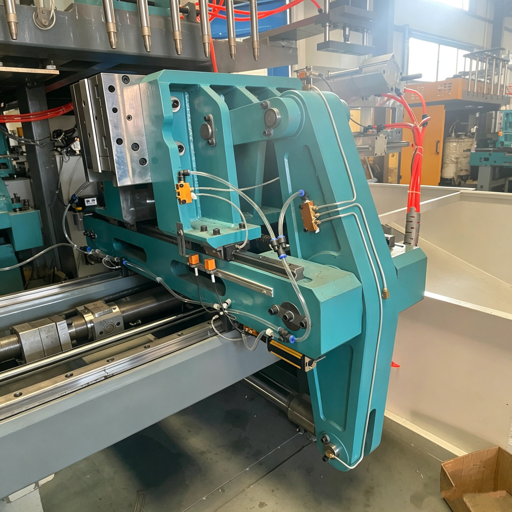 80mm screw fully automatic servo hydraulic blow molding machine, 2 stations, 6 cavities, used to produce small bottles or small hollow plastic products